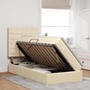 vidaXL Cama con almacenamiento y colch&oacute;n Crema 100 x 200 cm Poli&eacute;ster