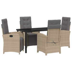 vidaXL Conjunto de Comedor de Jard&iacute;n 5 pcs Beige rat&aacute;n sint&eacute;tico