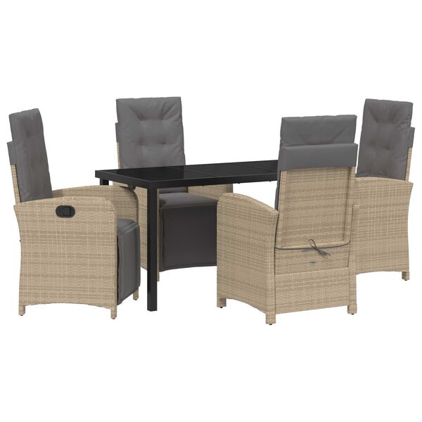 vidaXL Conjunto de Comedor de Jard&iacute;n 5 pcs Beige rat&aacute;n sint&eacute;tico