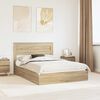 vidaXL Cama con almacenamiento con cabecera Roble Sonoma 140 x 190 cm