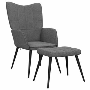 vidaXL Sill&oacute;n de relax con taburete tela gris oscuro