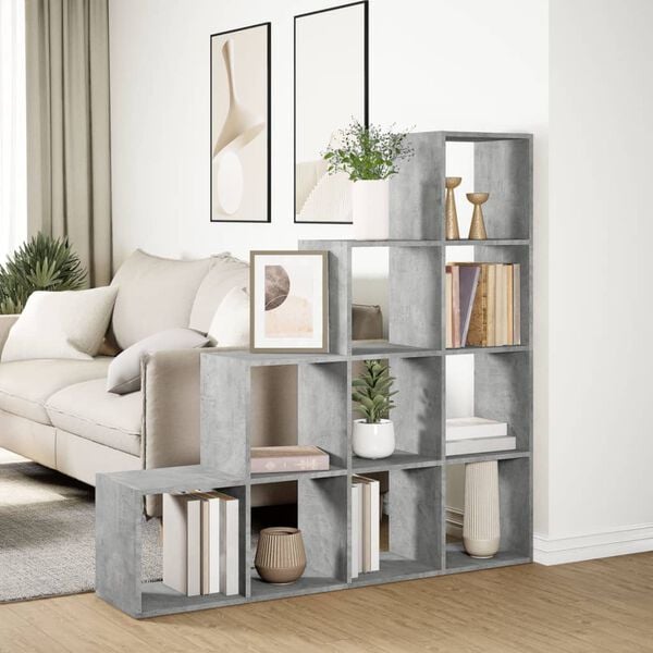 vidaXL Librer&iacute;a divisora 4 niveles madera gris 131,5x29x131,5 cm