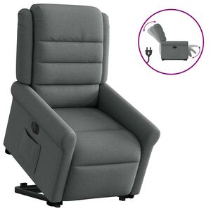 vidaXL Sill&oacute;n el&eacute;ctrico reclinable elevable de tela gris oscuro
