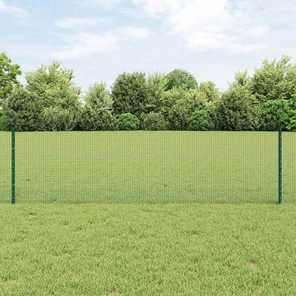 vidaXL Valla con Poste Verde 0,6 x 25 m Acero y PVC