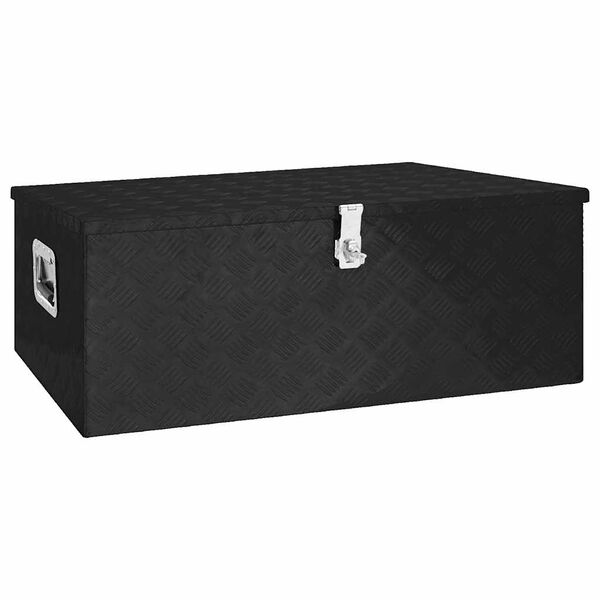 vidaXL Caja de almacenaje de aluminio negro 100x55x37 cm