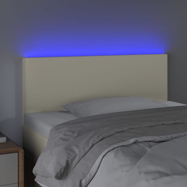 vidaXL Cabecero con LED cuero sint&eacute;tico color crema 80x5x78/88 cm
