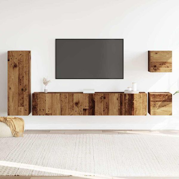 vidaXL Conjunto de mueble de TV 5 piezas montado la pared madera vieja