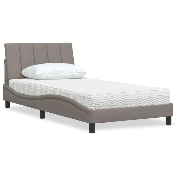 vidaXL Cama con colch&oacute;n Hanko tela gris taupe 100x200 cm