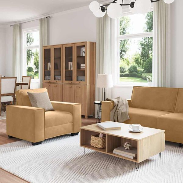 vidaXL Juego de sof&aacute;s con cojines 3 piezas terciopelo marr&oacute;n