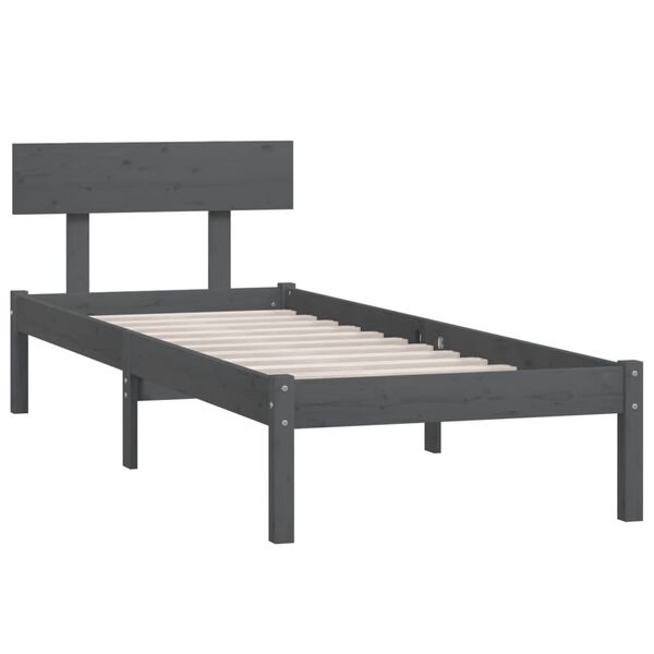 vidaXL Estructura de cama individual sin colchón madera de pino gris