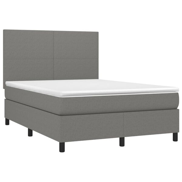 vidaXL Cama box spring con colch&oacute;n tela gris oscuro 140x200 cm