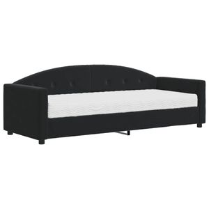 vidaXL Sof&aacute; cama con colch&oacute;n terciopelo negro 80x200 cm