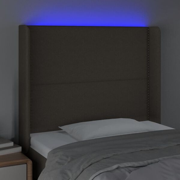 vidaXL Cabecero con LED de tela gris taupe 93x16x118/128 cm