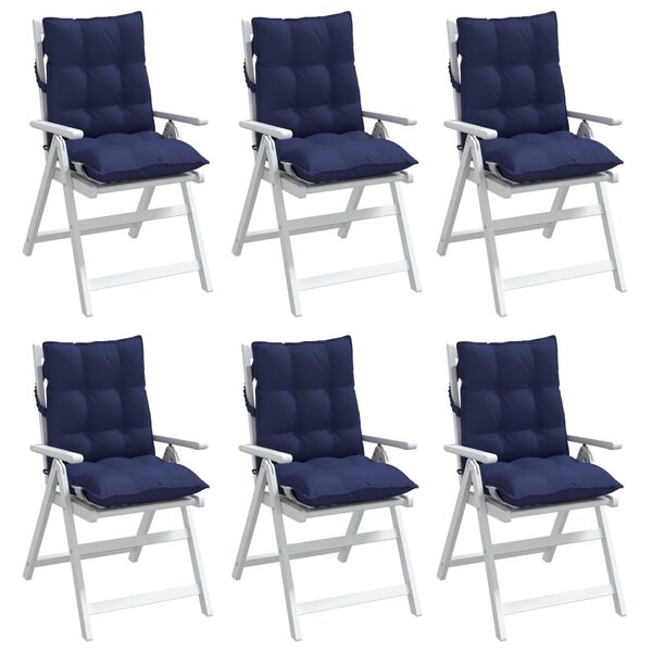 vidaXL Cojines para silla respaldo bajo 6 uds tela Oxford azul marino