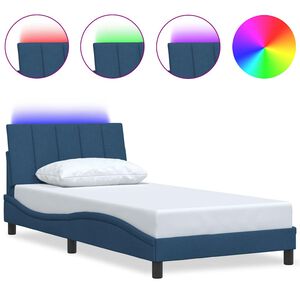 vidaXL Estructura de cama sin colch&oacute;n Hanko tela azul 100x200 cm