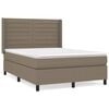 vidaXL Cama box spring con colch&oacute;n tela gris taupe 140x200 cm