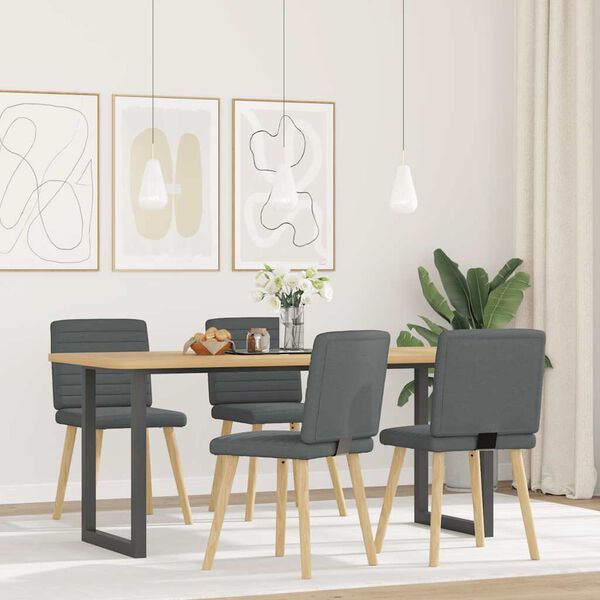 vidaXL Sillas de comedor giratorias 4 unidades tela gris oscuro