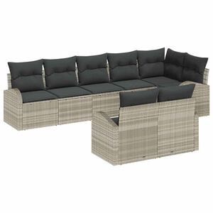 vidaXL Conjunto de sof&aacute; de jard&iacute;n 8 uds. 8-N&uacute;mero de plazas Gris Claro