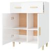 vidaXL Aparador de madera contrachapada blanco brillante 69,5x34x89 cm