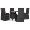 vidaXL Set de muebles jardín 5 pzas con cojines ratán sintético negro