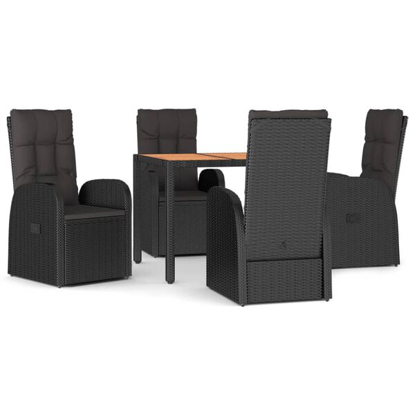 vidaXL Set de muebles jardín 5 pzas con cojines ratán sintético negro