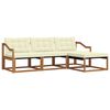 vidaXL Conjunto de sof&aacute;s de exterior con coj&iacute;n 4 pcs Natural y Crema