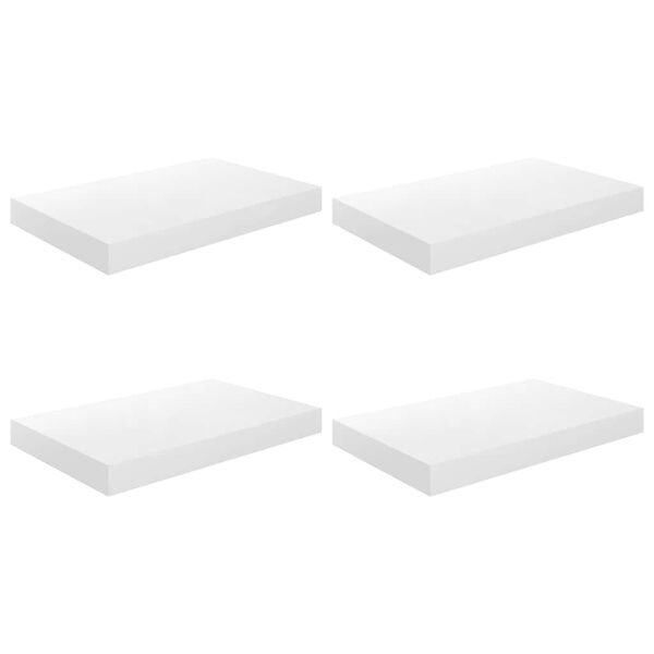 vidaXL Estante flotante de pared 4 uds MDF blanco brillo 40x23x3,8 cm