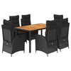 vidaXL Set de comedor de jard&iacute;n 7 pzas y cojines rat&aacute;n sint&eacute;tico negro