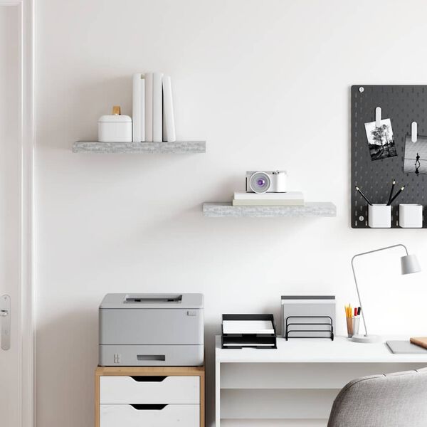 vidaXL Estantes flotantes pared 2 uds MDF gris hormig&oacute;n 50x23x3,8 cm