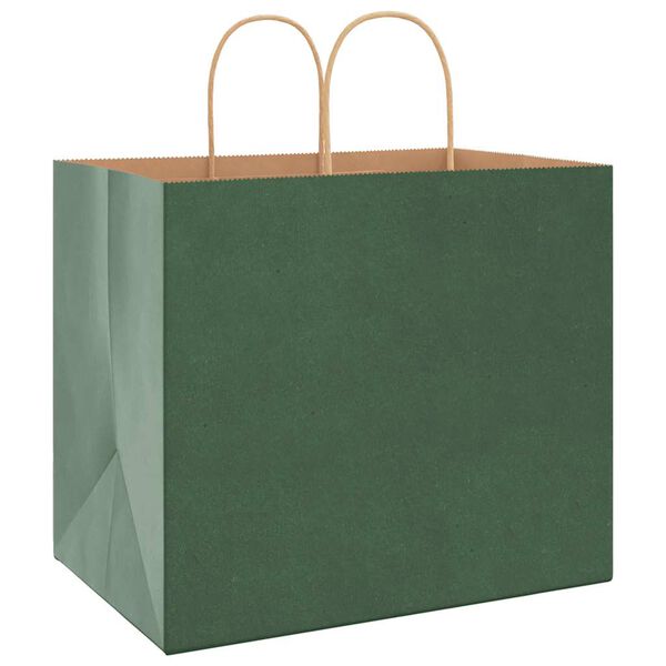 vidaXL Bolsas de papel con asas 250 uds verde 32x22x28 cm