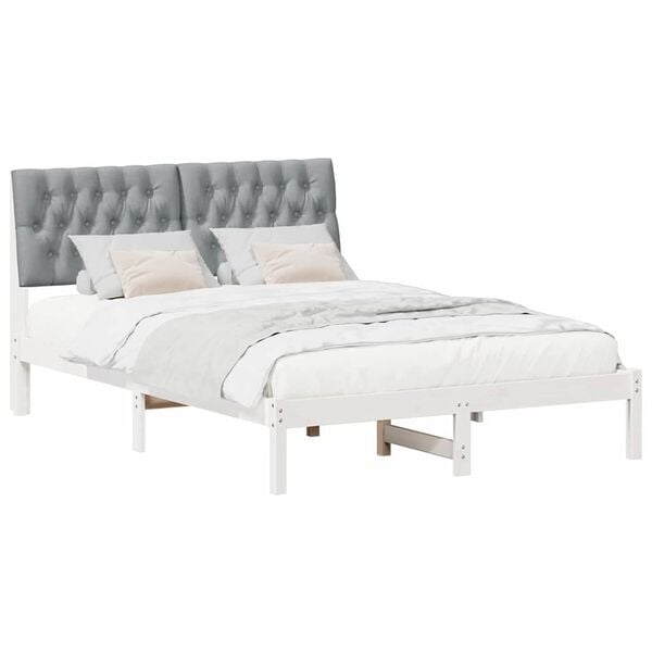 vidaXL Estructura de cama con cabecera Gris Claro 140 x 200 cm