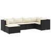 vidaXL Set muebles de jard&iacute;n 6 piezas y cojines rat&aacute;n sint&eacute;tico negro