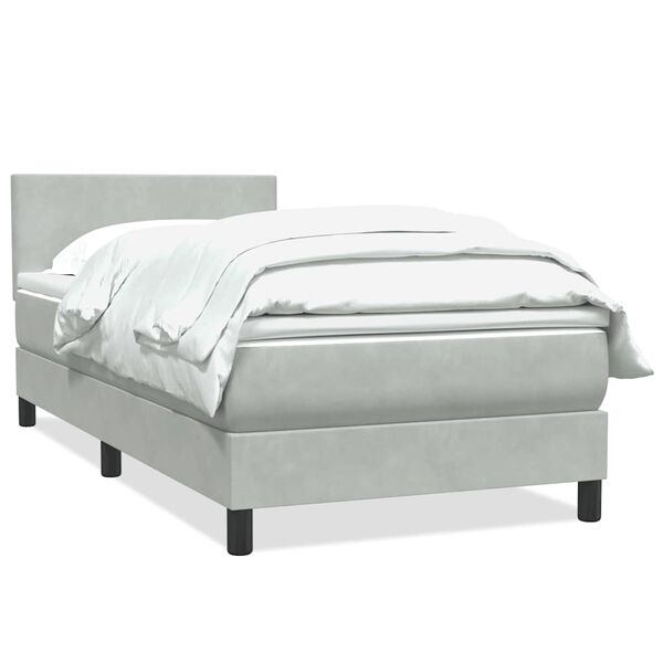vidaXL Cama box spring con colch&oacute;n terciopelo gris claro 90x210 cm