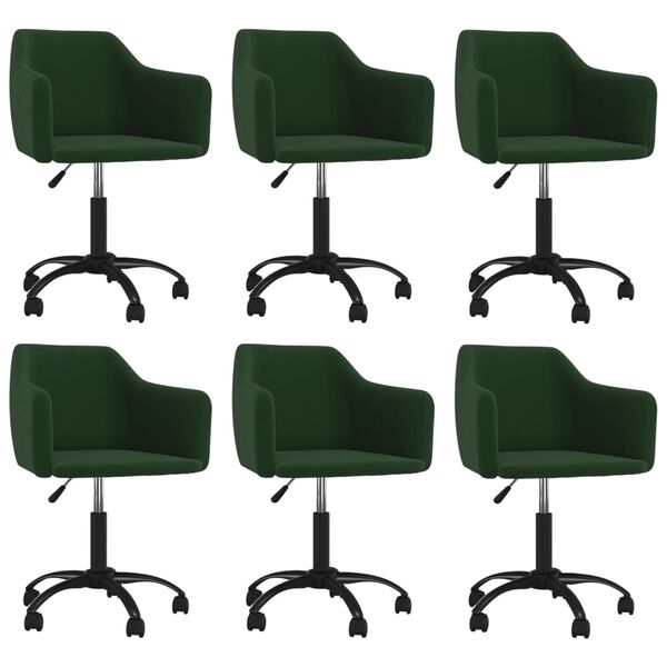 vidaXL Silla de comedor giratoria 6 uds terciopelo verde oscuro