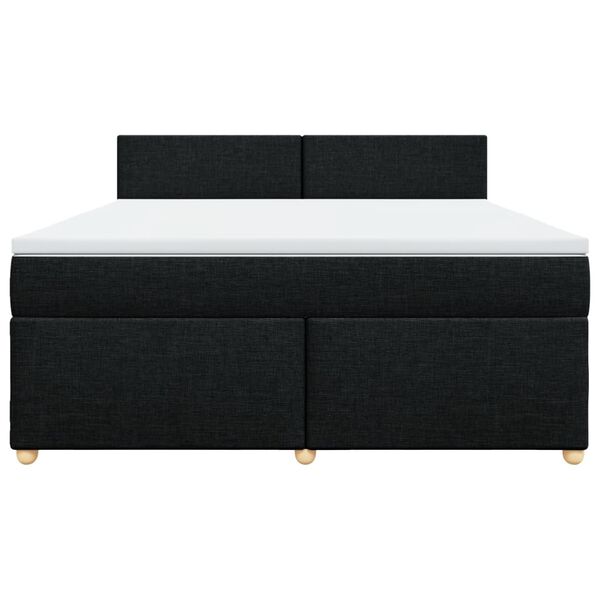 vidaXL Cama box spring con colch&oacute;n tela negro 180x200 cm