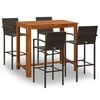 vidaXL Conjunto de bar para jard&iacute;n 5 piezas marr&oacute;n