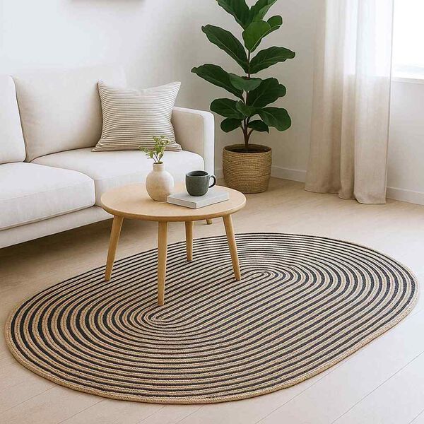 vidaXL Alfombra Natural y negro 100 x 152 cm yute