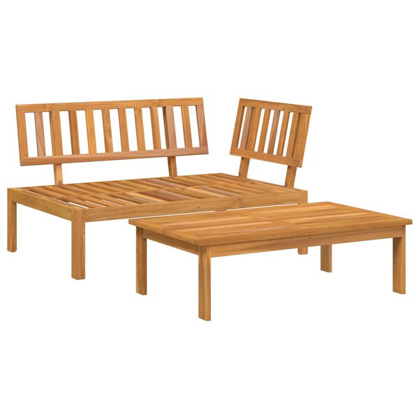 vidaXL Juego de Sof&aacute; con coj&iacute;n 2 pcs Crema Madera de Acacia S&oacute;lida