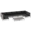 vidaXL Set sof&aacute;s de jard&iacute;n 8 pzas cojines rat&aacute;n sint&eacute;tico gris oscuro