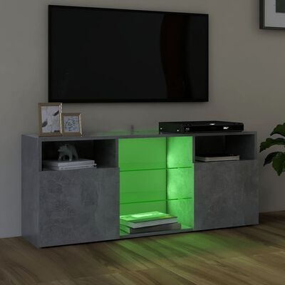 vidaXL Mueble de TV con luces LED gris hormigón 120x30x50 cm