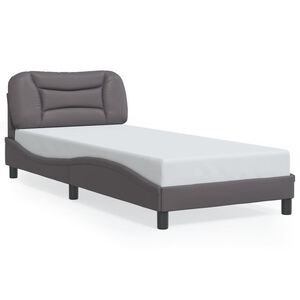 vidaXL Estructura de cama sin colch&oacute;n Hvar cuero sint&eacute;tico gris 90x200 cm