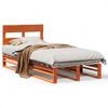 vidaXL Cama sin colch&oacute;n madera maciza de pino marr&oacute;n cera 100x200 cm