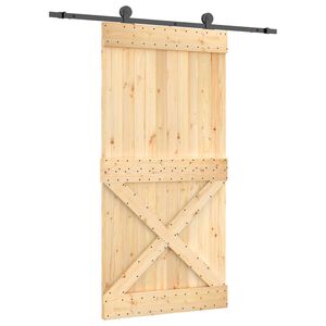 vidaXL Puerta Corredera Natural y negro 100 x 210 cm
