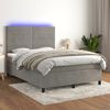 vidaXL Cama box spring colch&oacute;n y LED terciopelo gris claro 140x190 cm