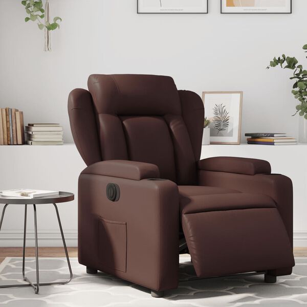 vidaXL Sillón reclinable eléctrico de cuero sintético marrón