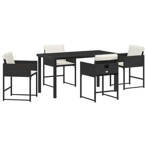 vidaXL Conjunto de Comedor de Jard&iacute;n 5 pcs Negro rat&aacute;n sint&eacute;tico