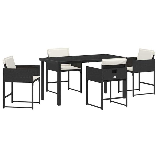 vidaXL Conjunto de Comedor de Jard&iacute;n 5 pcs Negro rat&aacute;n sint&eacute;tico