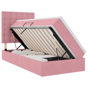 vidaXL Cama con almacenamiento y colch&oacute;n Rosa 90 x 200 cm Terciopelo