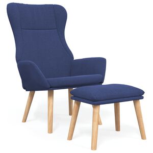 vidaXL Sill&oacute;n de relax con taburete tela azul