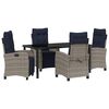 vidaXL Conjunto de Comedor de Jard&iacute;n 5 uds. Gris rat&aacute;n sint&eacute;tico